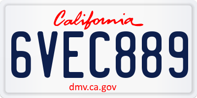 CA license plate 6VEC889