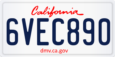 CA license plate 6VEC890