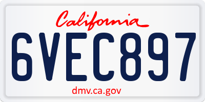 CA license plate 6VEC897
