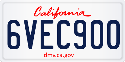 CA license plate 6VEC900