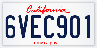 CA license plate 6VEC901