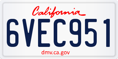 CA license plate 6VEC951