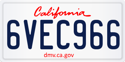 CA license plate 6VEC966