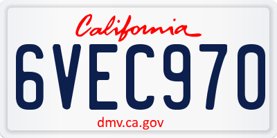 CA license plate 6VEC970