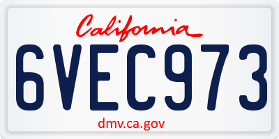 CA license plate 6VEC973
