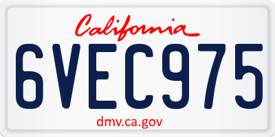 CA license plate 6VEC975