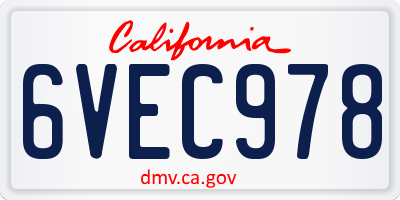 CA license plate 6VEC978