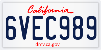CA license plate 6VEC989