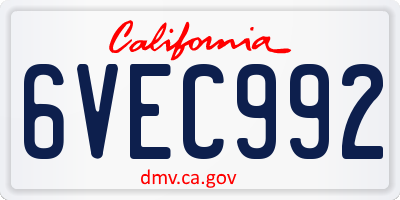 CA license plate 6VEC992