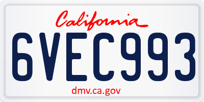 CA license plate 6VEC993