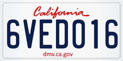 CA license plate 6VED016