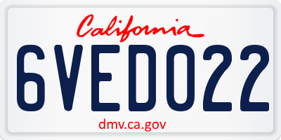 CA license plate 6VED022