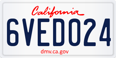 CA license plate 6VED024