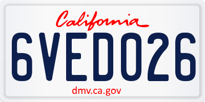 CA license plate 6VED026