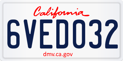 CA license plate 6VED032