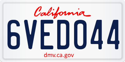 CA license plate 6VED044