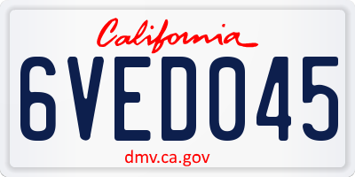 CA license plate 6VED045