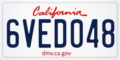 CA license plate 6VED048