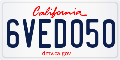 CA license plate 6VED050