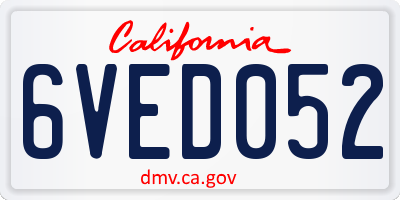 CA license plate 6VED052
