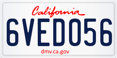 CA license plate 6VED056