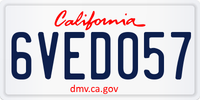 CA license plate 6VED057
