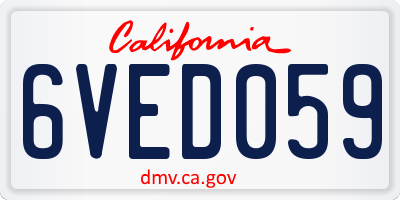 CA license plate 6VED059