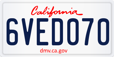 CA license plate 6VED070