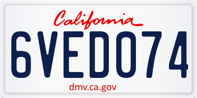 CA license plate 6VED074