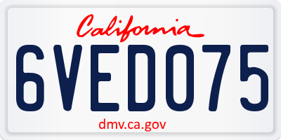 CA license plate 6VED075