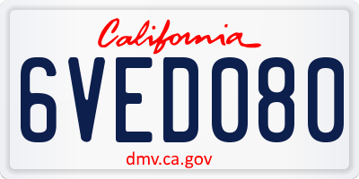 CA license plate 6VED080