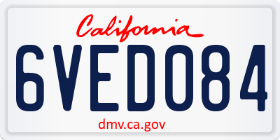 CA license plate 6VED084