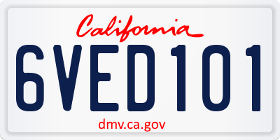 CA license plate 6VED101