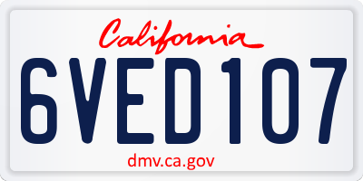 CA license plate 6VED107