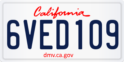 CA license plate 6VED109