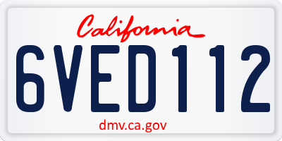 CA license plate 6VED112