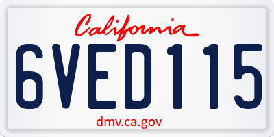 CA license plate 6VED115