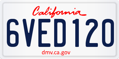 CA license plate 6VED120