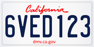 CA license plate 6VED123