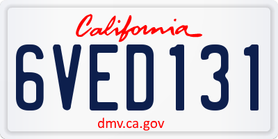 CA license plate 6VED131