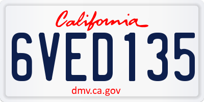 CA license plate 6VED135