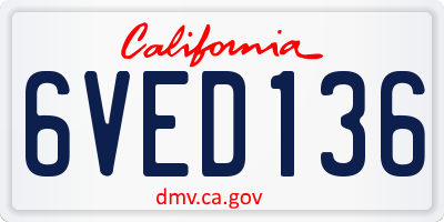CA license plate 6VED136