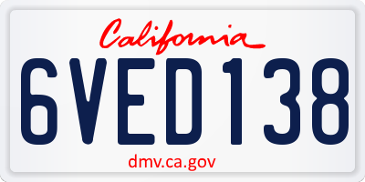 CA license plate 6VED138