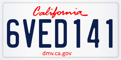 CA license plate 6VED141