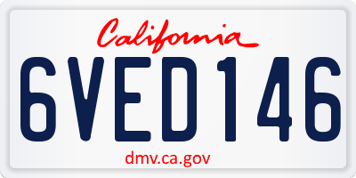 CA license plate 6VED146