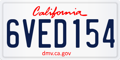 CA license plate 6VED154