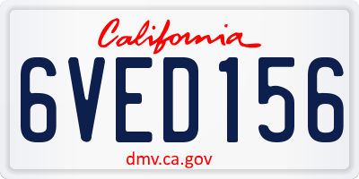 CA license plate 6VED156