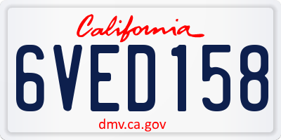 CA license plate 6VED158