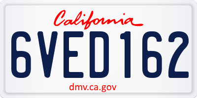CA license plate 6VED162