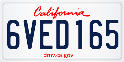 CA license plate 6VED165